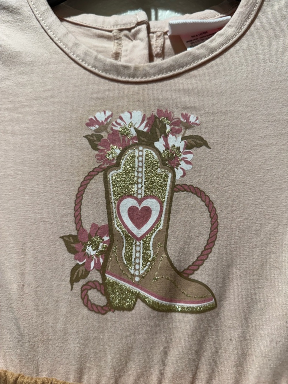 Little Lass Tan Top Tiered Brown Skirt With Boot Graphic Size 4T - Picture 2 of 9